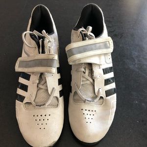 White Adidas Weightlifting Adipower Shoes